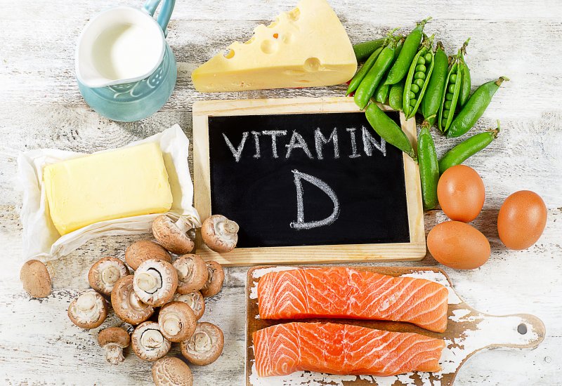 Multiple foods that are rich in vitamin D